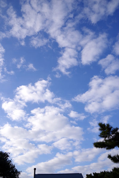 空に雲が浮かんでいます。