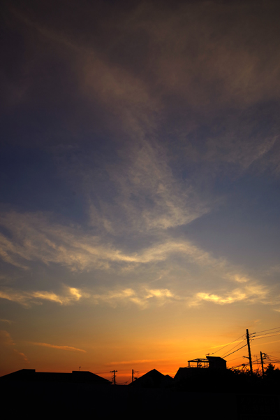 今夕はきれいに暮れました。