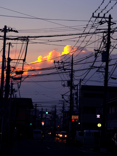 入道雲が染まっていました。