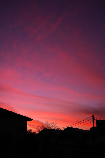 今夕は西空が少し焼けました。